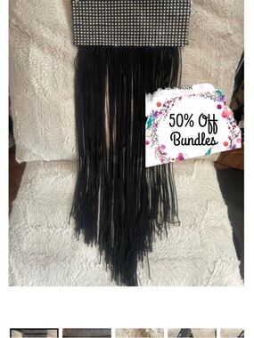 Studded Black Fringe Wristlet